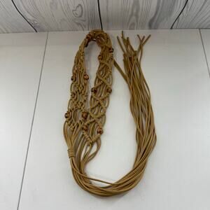 Vintage Beaded Macrame Tie Belt Boho Retro 70s Style Length 52